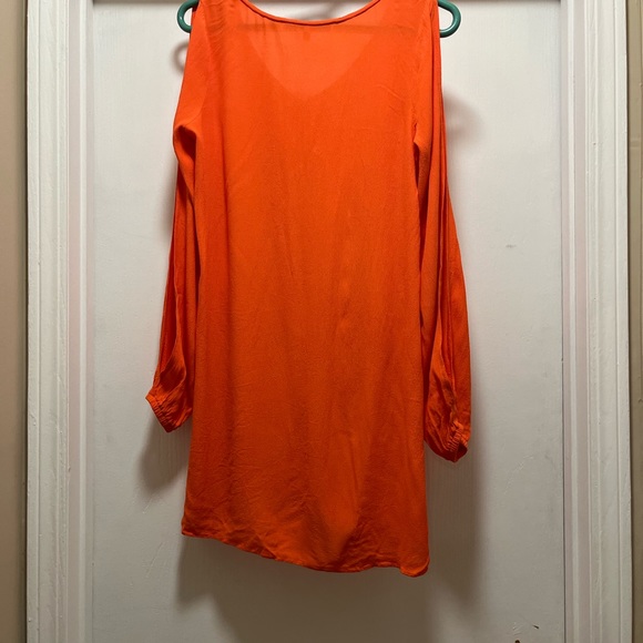 Lovers + Friends Orange Gracie Split Sleeve Mini In Coral Reef Night Out size XS - Picture 3 of 11